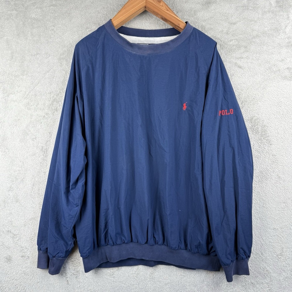 Polo Ralph Lauren Windbreaker Mens XL Blue Brickyard Embroidered Logo Mesh Lined